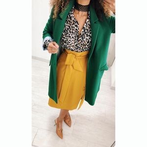 Midi A-Line Skirt with Belt